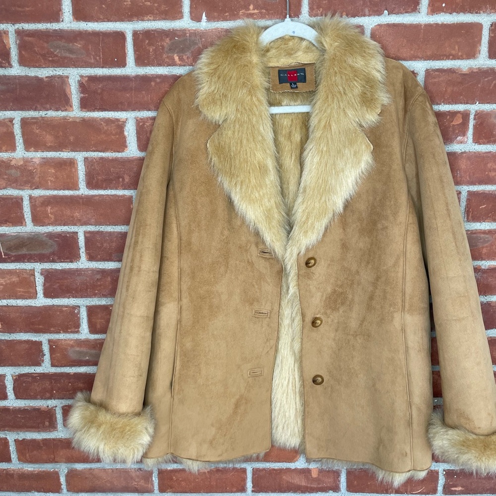 Vintage Y2K faux suede fur lined jacket